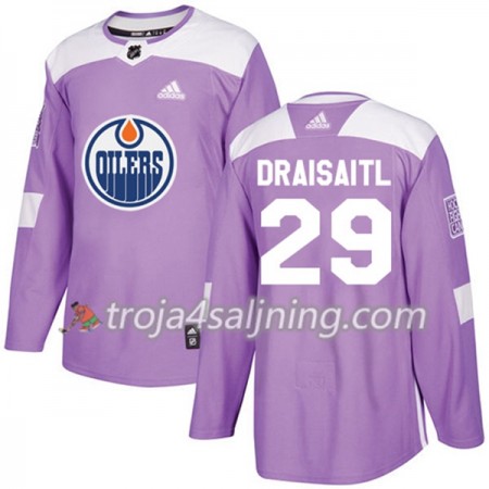 Edmonton Oilers tröja Leon Draisaitl 29 Adidas 2017-2018 Lila Fights Cancer Practice Authentic - NHL Tröjor Herr